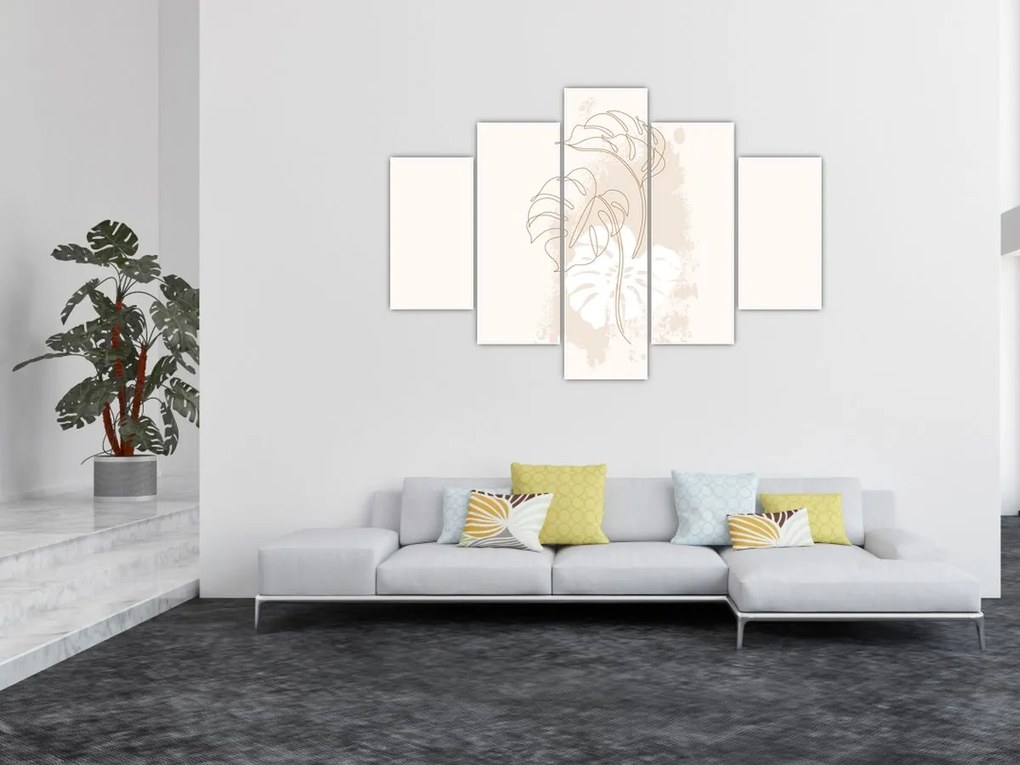 Kép - Line art monstera N⁰1 (150x105 cm)