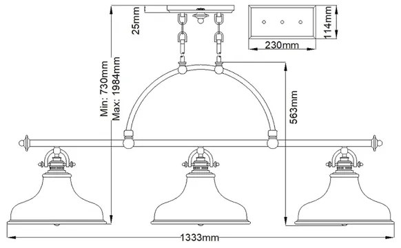 Quoizel QZ-EMERY3P-WS - Csillár láncon EMERY 3xE27/100W/230V réz
