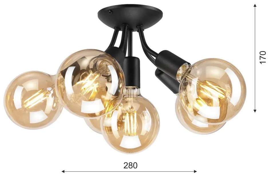 Fekete mennyezeti lámpa lámpabúra nélkül Viggo – LAMKUR