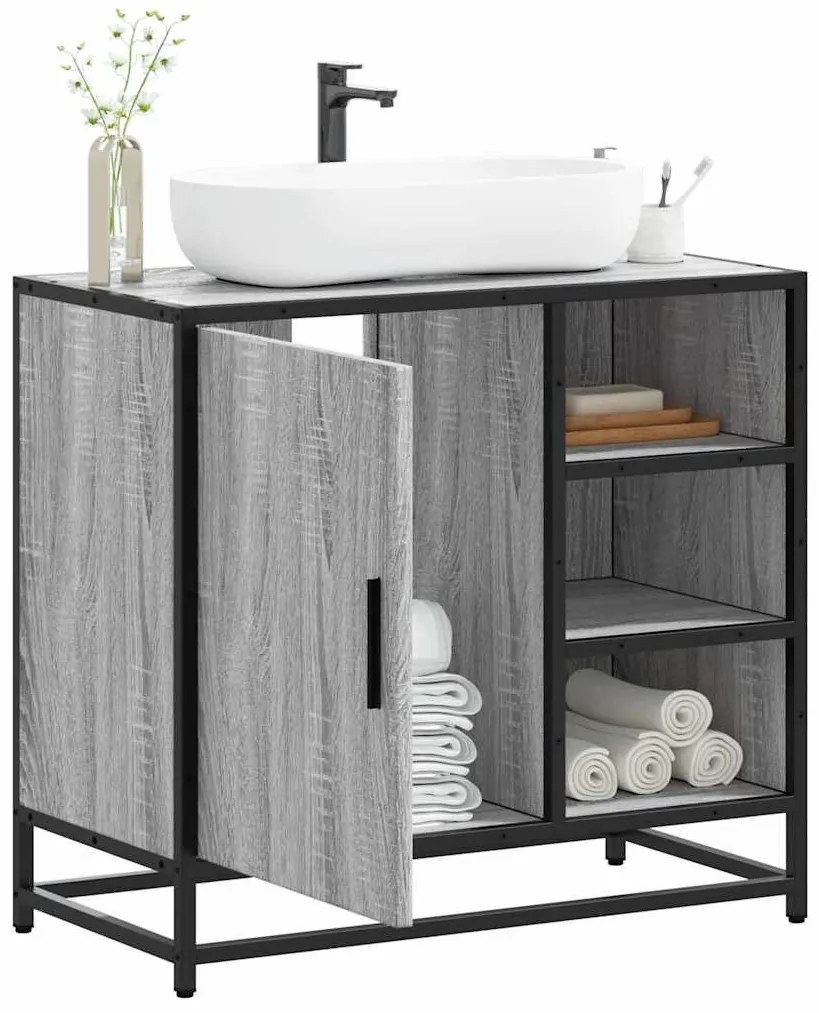 mosdószekrény szürke Sonoma 65x33x60 cm műfa