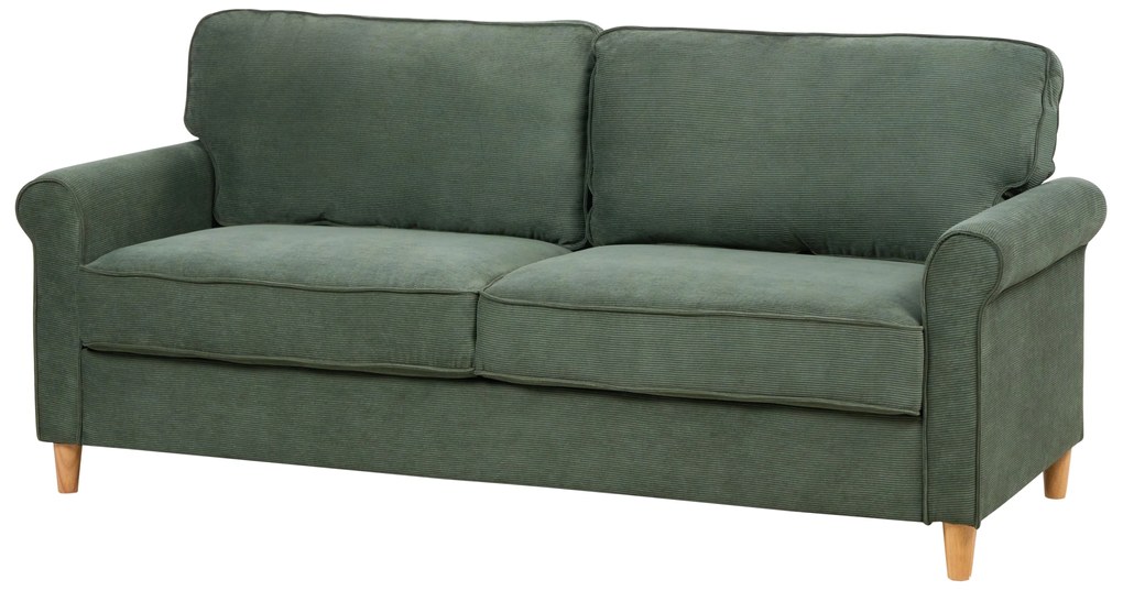 Háromszemélyes sötétzöld kordbársony kanapé RONNEBY Beliani