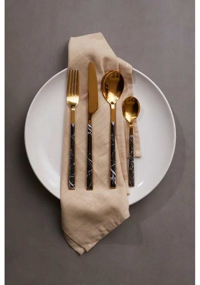 Fekete-aranyszínű acél evőeszköz készlet 16 db-os Avie – Premier Housewares