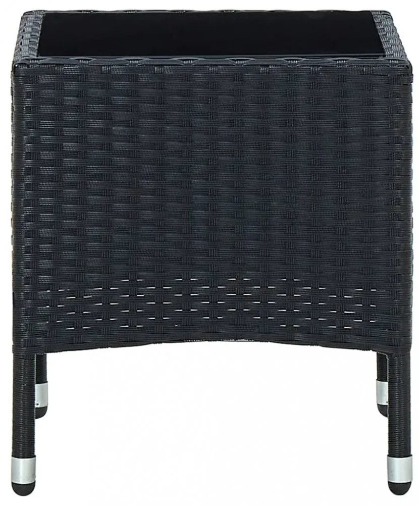fekete polyrattan kerti asztal 40 x 40 x 45 cm