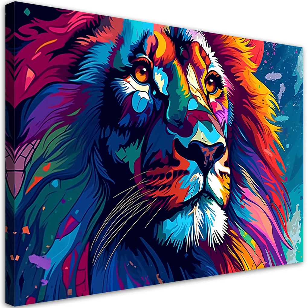 Gario Vászonkép Absztrakt színes oroszlán Méret: 100 x 70 cm