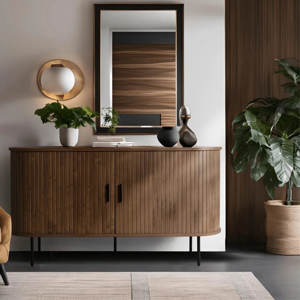 Komoda TRISH 140 cm Dwudrzwiowa Rozsuwana Orzech