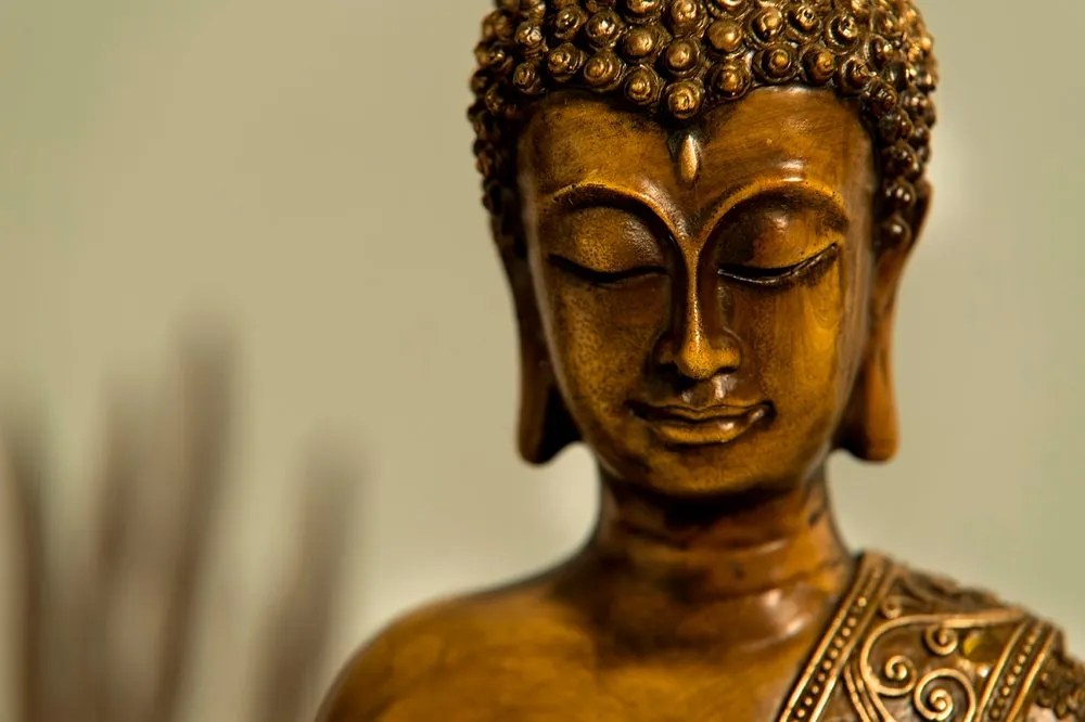 Öntapadó tapéta bronz  Buddha szobor