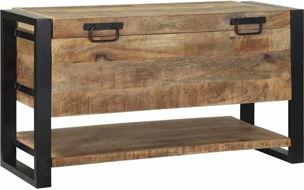vidaXL Tároló Doboz tárolóval Barna 80 x 35 x 45 cm Tömör mangófa