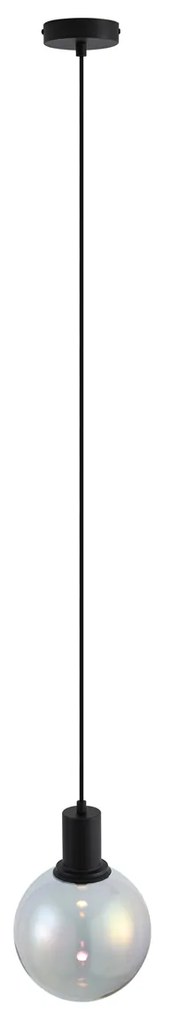 Design függőlámpa fekete szivárványos üveggel 20 cm - Mallon