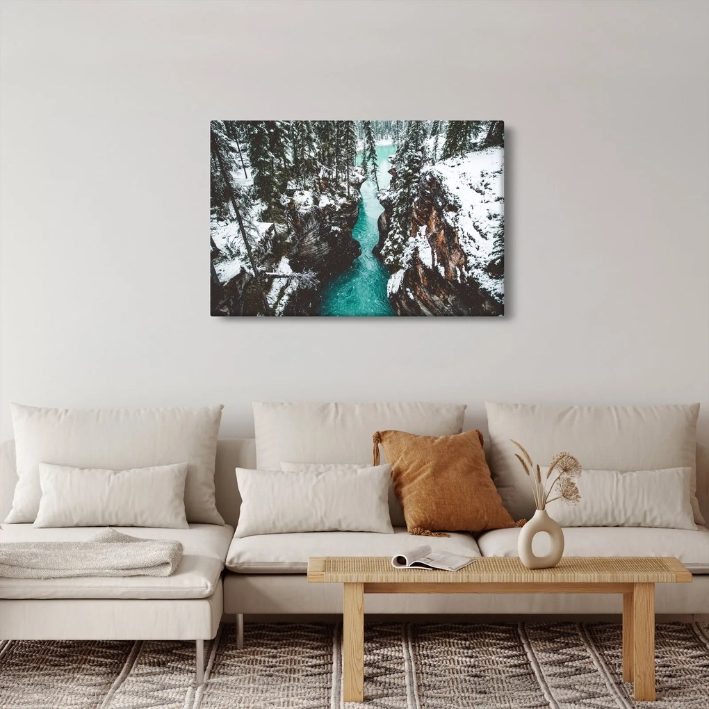 Kép - hegyi folyó télen (90x60 cm)