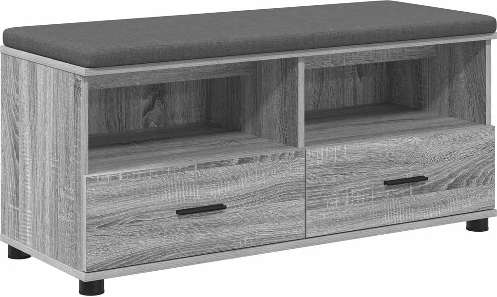 vidaXL Előtér pad Szürke Sonoma 100 x 38 x 46 cm Műanyag Fa és Szövet