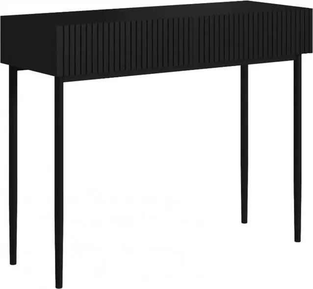 Nicole fésülködőasztal 100 cm fiókokkal - matt fekete / fekete lábak
