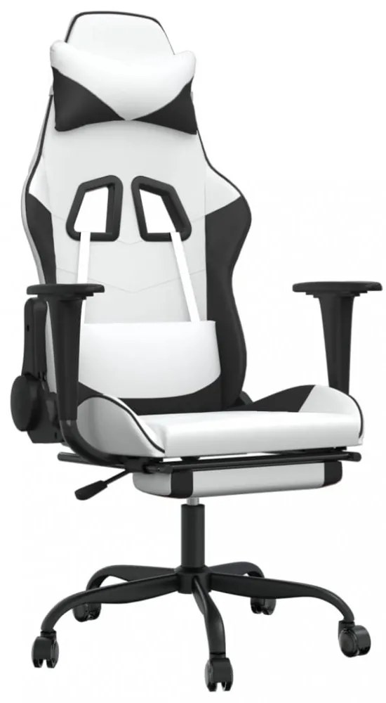 vidaXL fehér és fekete műbőr játékszék lábtartóval