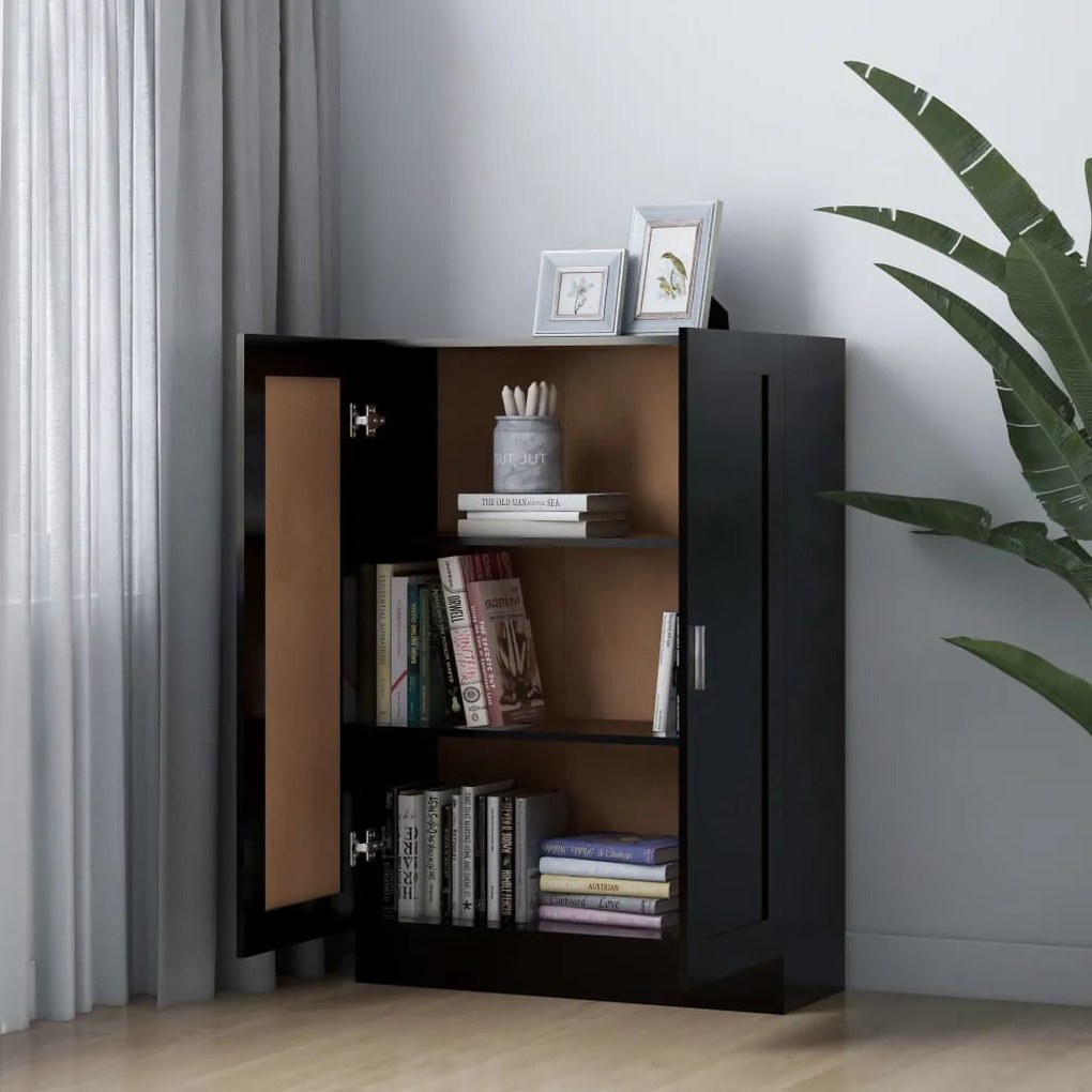 fekete szerelt fa könyvszekrény 82,5 x 30,5 x 115 cm