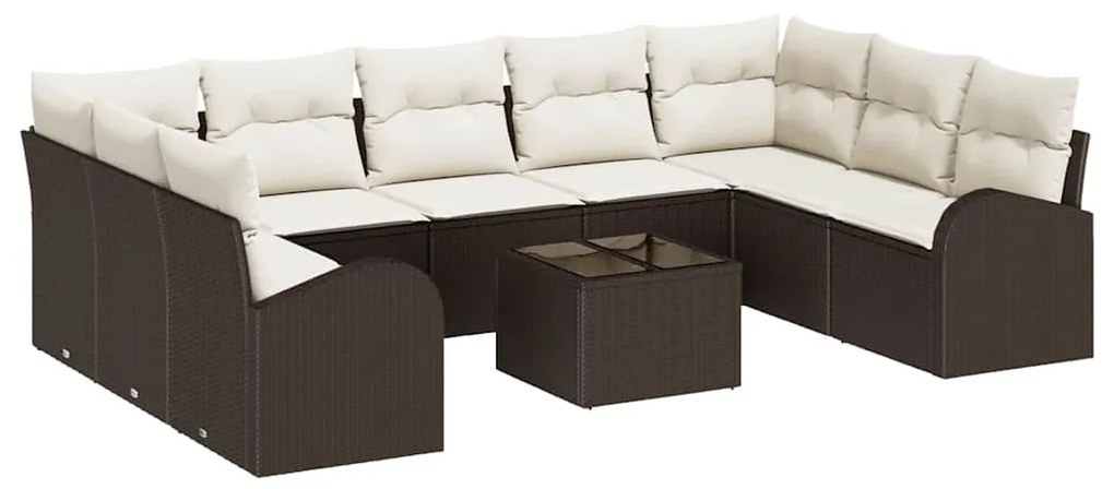 Kerti Kanapé Szett 10 pcs Barna Poli rattan