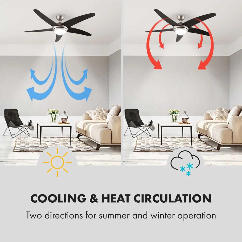 Bolero, 55W, mennyezeti ventilátor lámpával, 134cm, diófa karok, távirányító