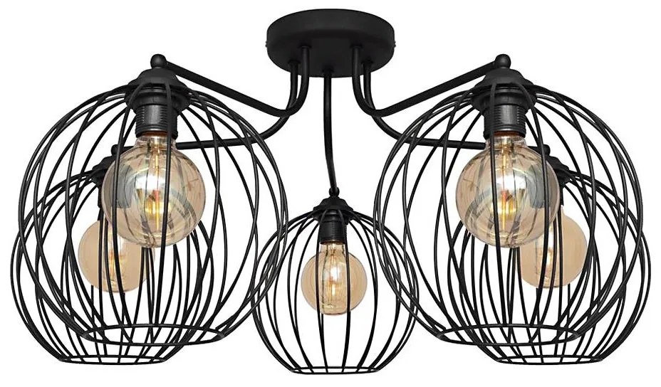 Felületre szerelhető csillár MERCURE 5xE27/15W/230V fekete