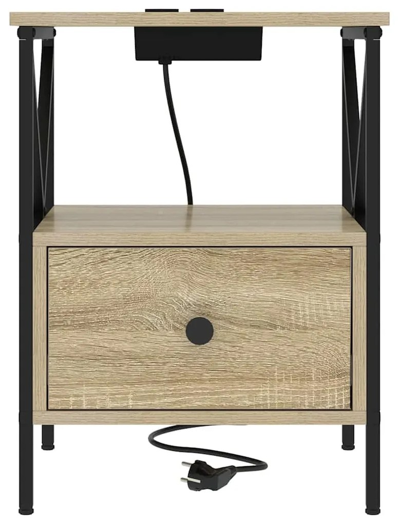 vidaXL Éjjeliszekrény 2 pcs Sonoma tölgy 41,5 x 40,5 x 55 cm Faanyag