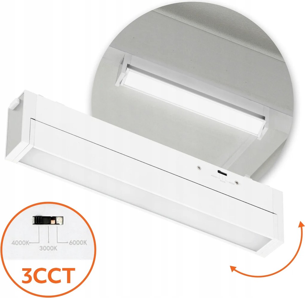 Sínes spotlámpa Falra szerelhető mágneses lámpatest 10W 3CCT fehér