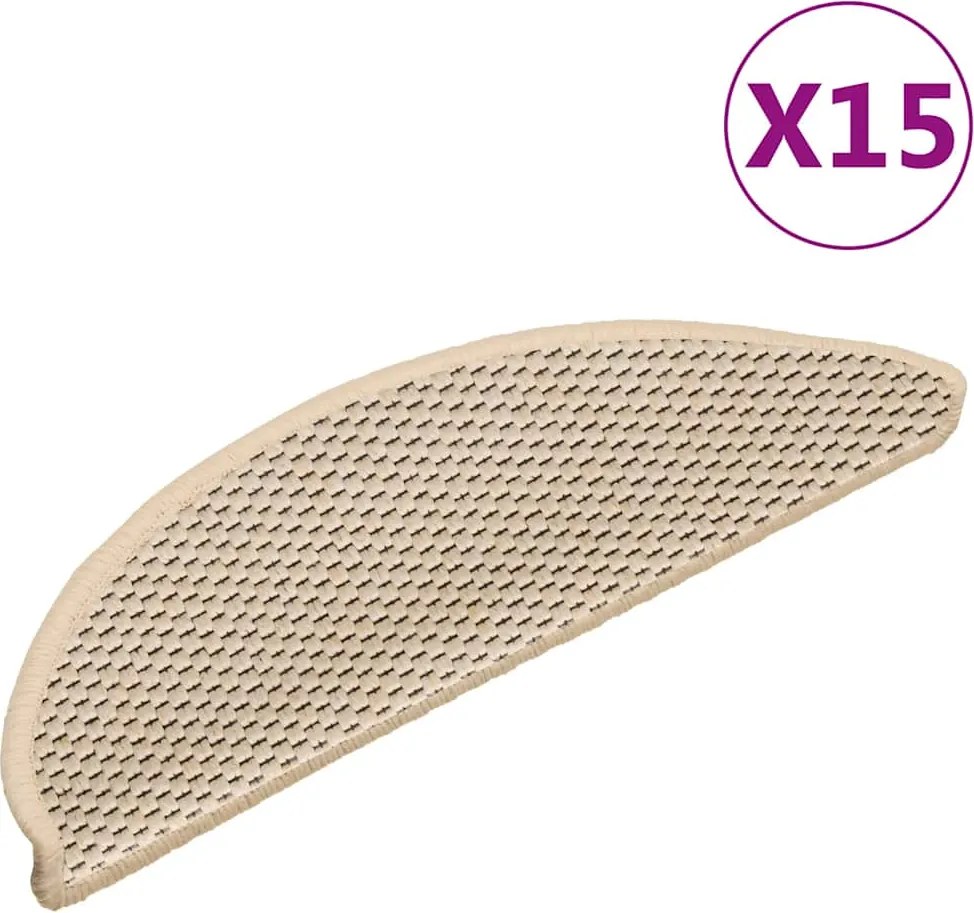 vidaXL 15 db szizál hatású berber öntapadó lépcsőszőnyeg 56x17x3 cm