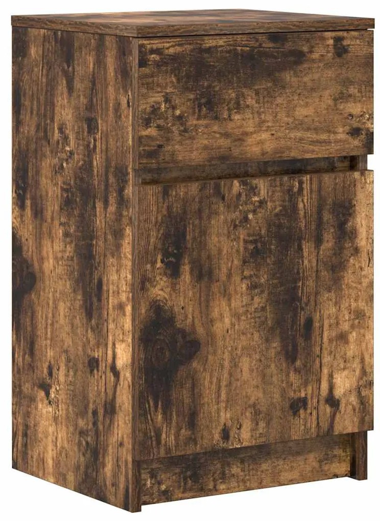2 db füstös tölgy színű szerelt fa éjjeliszekrény 39x35x65 cm