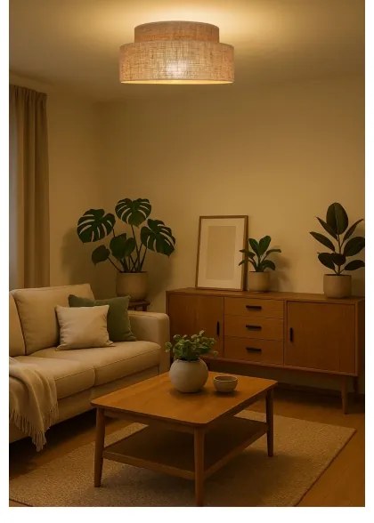 Mennyezeti lámpa BOHO 1xE27/60W/230V átm. 40 cm bézs