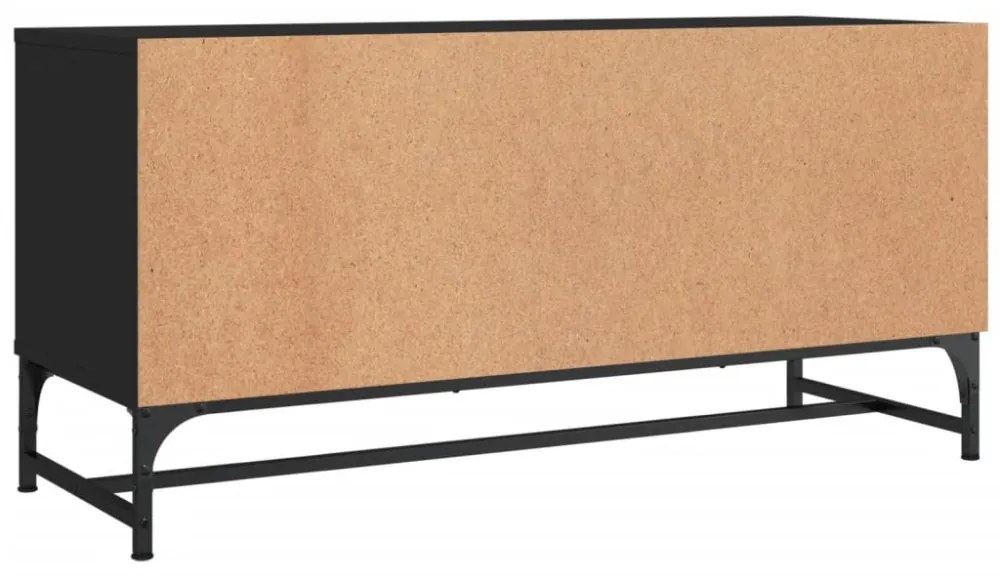 fekete TV-szekrény üvegajtókkal 102 x 37 x 50 cm