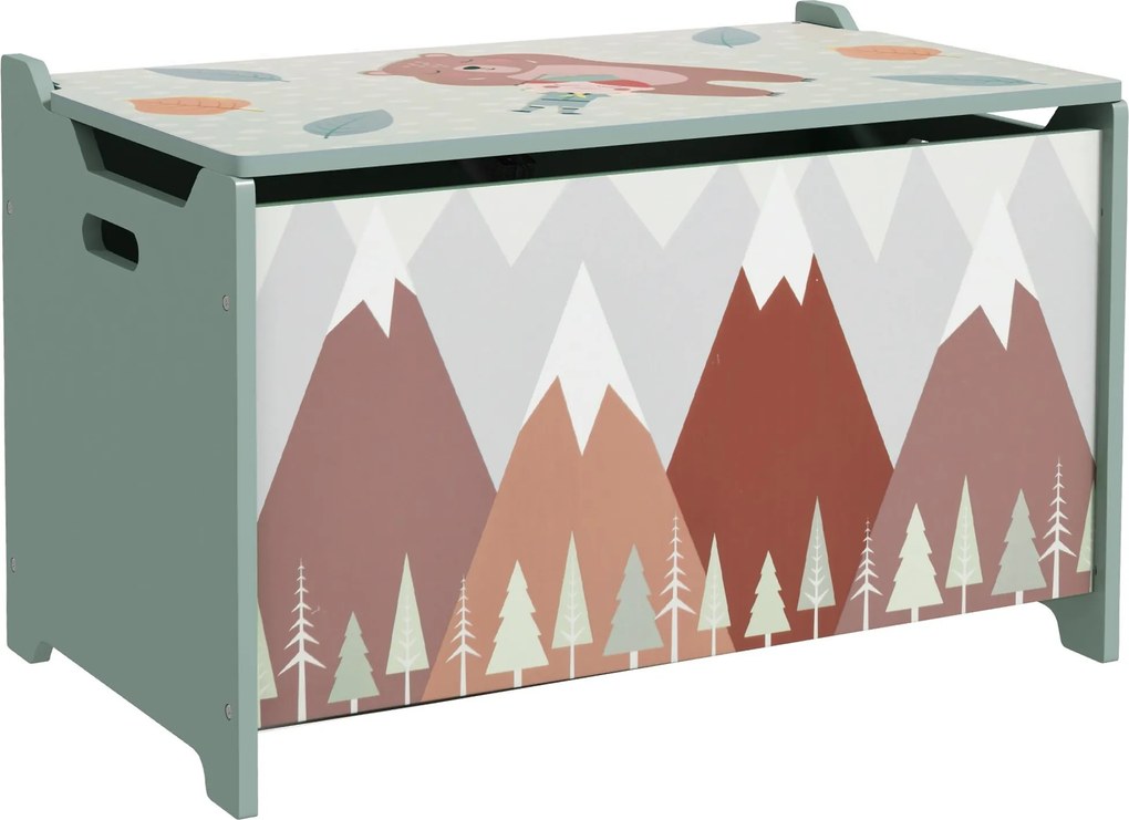 ZONEKIZ Gyermek tárolódoboz játéktároló 3-8 éves gyerekeknek 2 fogantyúval és medve mintával, 20 kg teherbírással könyvekhez és ruhákhoz hálószobában,