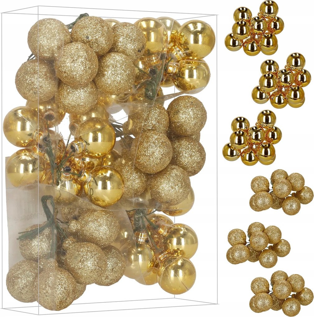Karácsonyfa Bombák Szett x54 Arany Mintás Drót Bomba Dekoráció