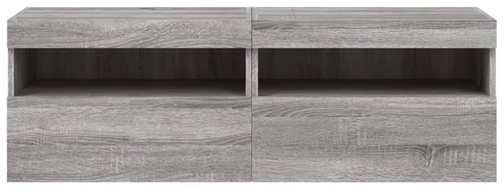 2 db szürke sonoma fali TV-szekrény LED-ekkel 60x30x40 cm