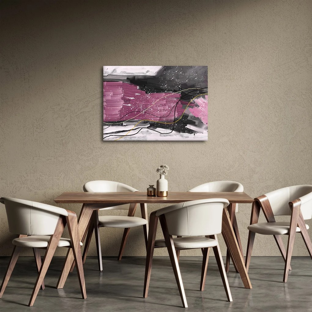 Kép - Rózsaszín-fekete absztrakció (70x50 cm)