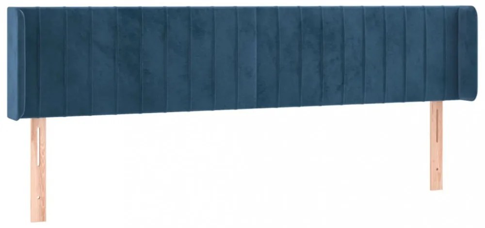 sötétkék bársony LED-es fejtámla 203 x 16 x 78/88 cm