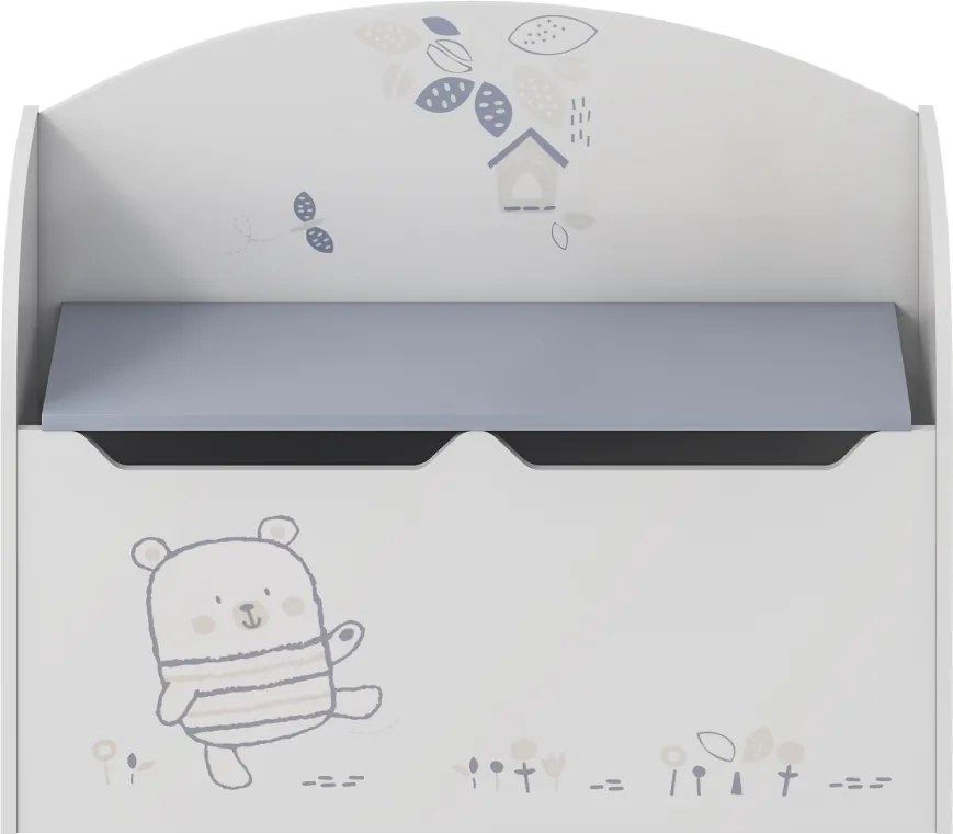 Játéktároló láda tárhellyel, fehér, BEAR