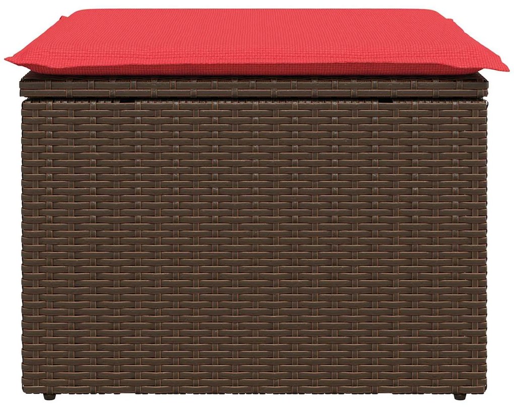 vidaXL barna polyrattan kerti ülőke párnával 55 x 55 x 37 cm