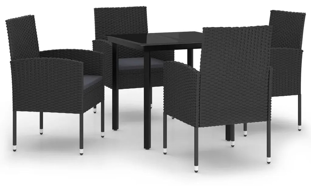 vidaXL 5 részes fekete kerti étkezőgarnitúra