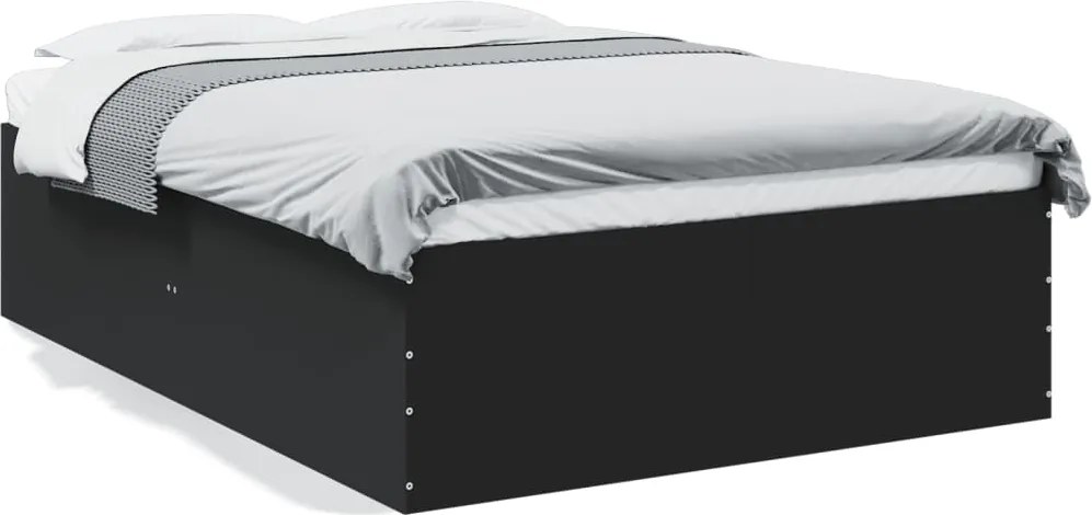 vidaXL fekete szerelt fa ágykeret 135 x 190 cm