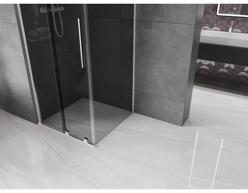 Mexen Velar, zuhanykabin tolóajtóval 120 x 120 cm, 8mm szürke üveg, króm, 871-120-120-41-01