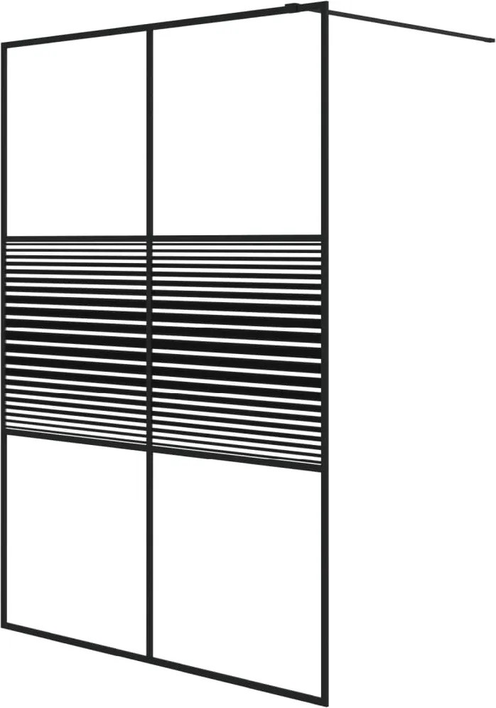 vidaXL fekete átlátszó ESG üveg zuhanyfal 140 x 195 cm