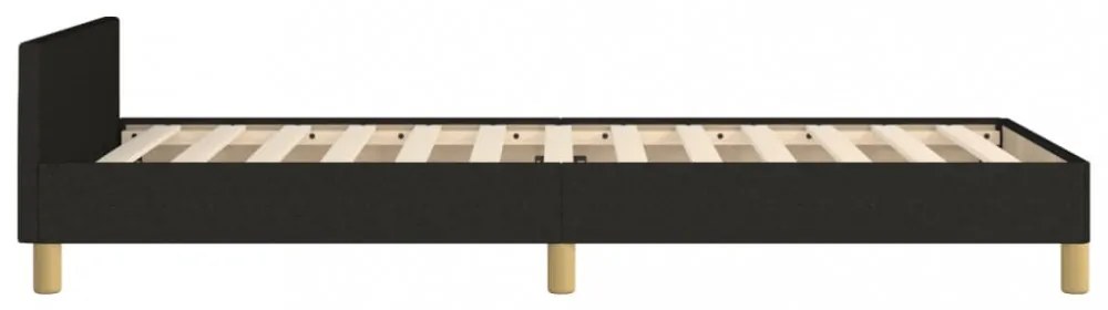 fekete szövet ágykeret fejtámlával matrac nélkül 90x200 cm