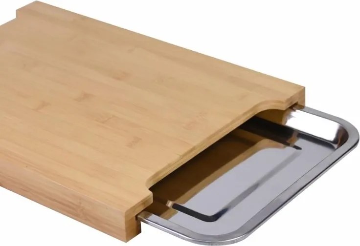 Bambusz vágódeszka alumínium csepptálca 40 x 29 x 3,5 cm