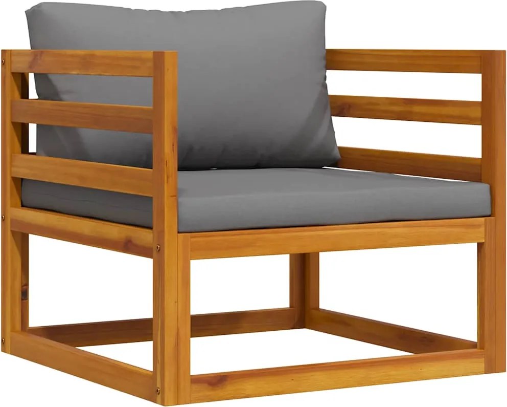 vidaXL tömör akácfa kerti szék sötétszürke párnákkal