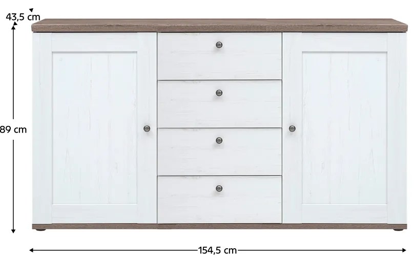 TEINA 2D4S komód, canyon fenyő