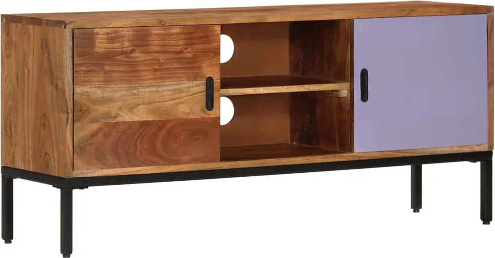 vidaXL mézbarna és szürke tömör akácfa TV-szekrény 110 x 30 x 50 cm