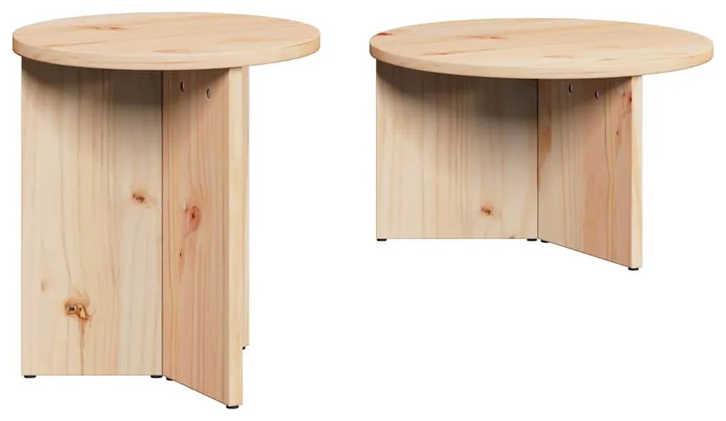 Dohányzóasztal 2 pcs Természetes 49 x 49 x 28 cm Tömör fenyőfa