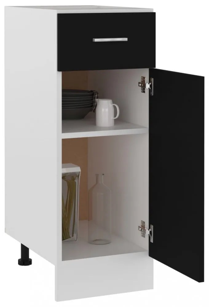 “Lyon” fekete szerelt fa fiókos alsószekrény 30 x 46 x 81,5 cm