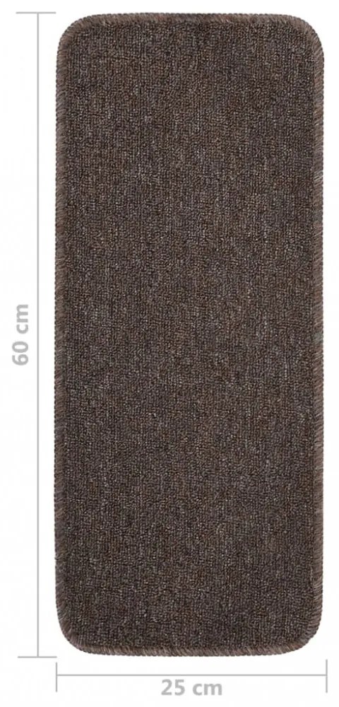 15 db barna négyszögű csúszásmentes lépcsőszőnyeg 60 x 25 cm