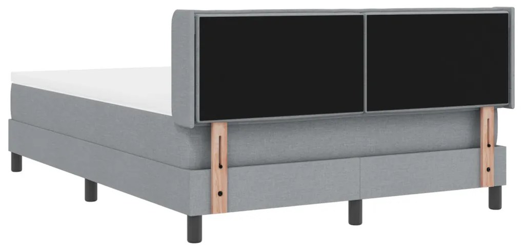 Boxspring ágy matraccal, világosszürke, 140 x 190 cm szövet