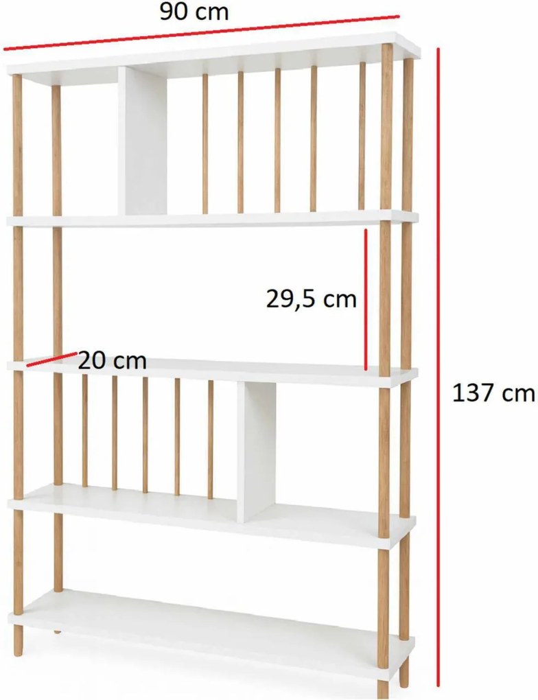 Könyvespolc, fehér, 90 cm – Peka145