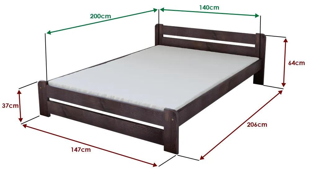 Laura ágy 140x200 cm, diófa Ágyrács: Léces ágyrács, Matrac: Coco Maxi 19 cm matrac