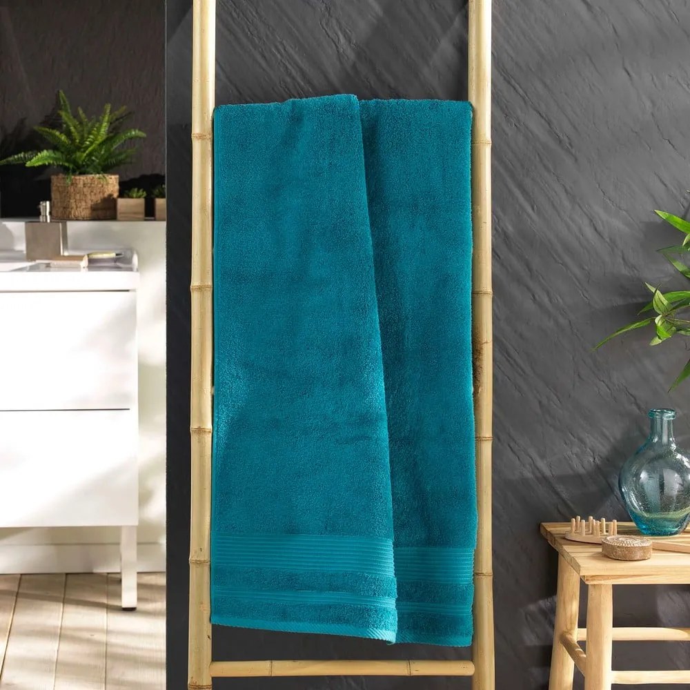 Kék frottír pamut fürdőlepedő 70x130 cm Tendresse – douceur d'intérieur