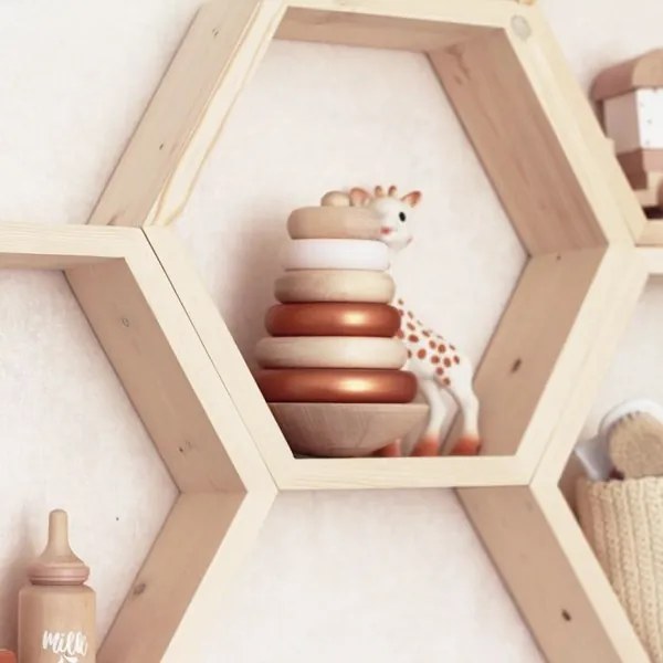 KÉSZLET 5x Fali polc RAF 36x31 cm fenyő